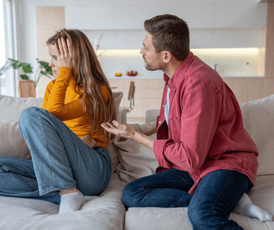 A couple in a tense conversation, trying to reconnect and resolve a misunderstanding