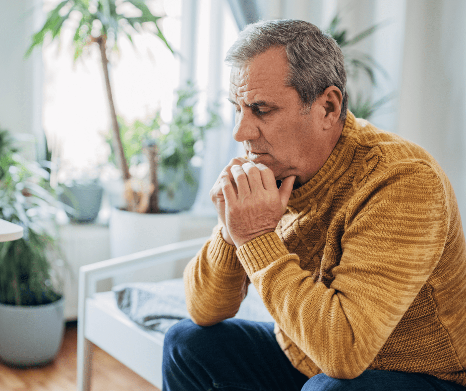 Anxious husband facing stress in marriage